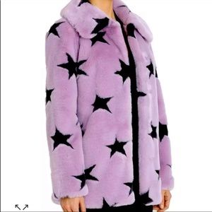 AVEC LES FILLES Fur Jacket Like New Size Medium Purple and Black Star
